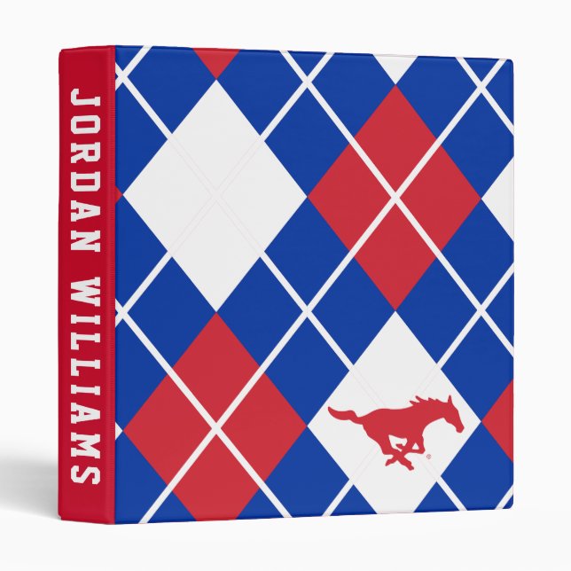 SMU Mustangs Argyle Pattern 3 Ring Binder (Front/Spine)