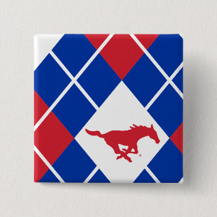 SMU Mustangs Argyle Pattern Button