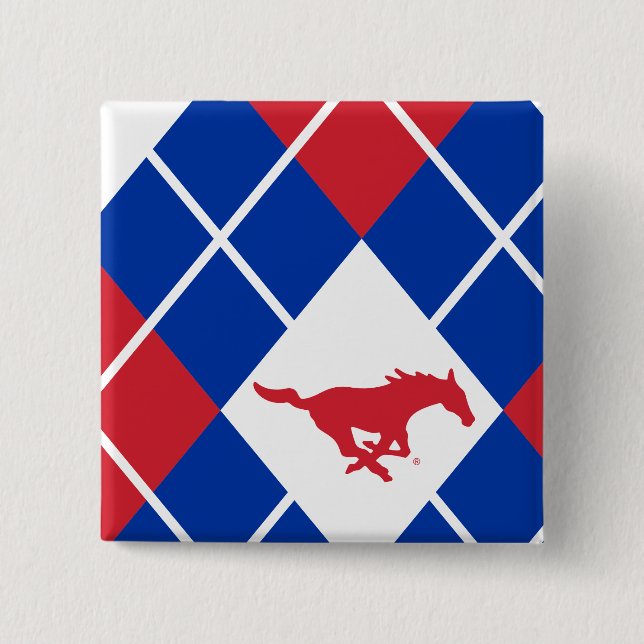 SMU Mustangs Argyle Pattern Button (Front)