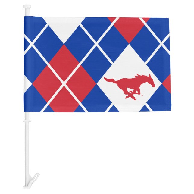 SMU Mustangs Argyle Pattern Car Flag (Front)