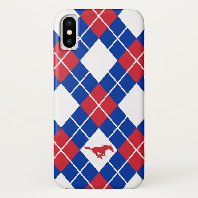 SMU Mustangs Argyle Pattern Case-Mate iPhone Case (Back)