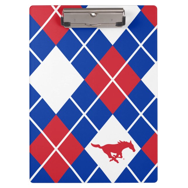 SMU Mustangs Argyle Pattern Clipboard (Front)