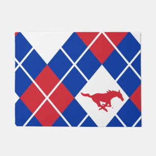 SMU Mustangs Argyle Pattern Doormat