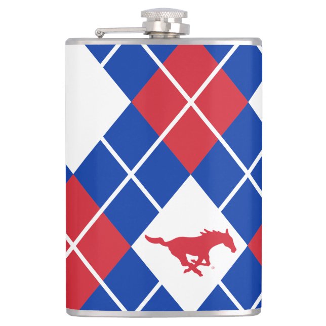 SMU Mustangs Argyle Pattern Flask (Front)