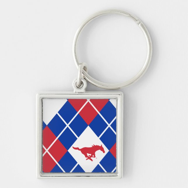 SMU Mustangs Argyle Pattern Keychain (Front)