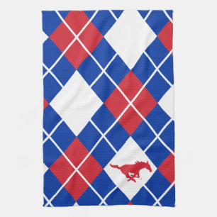 SMU Mustangs Argyle Pattern Kitchen Towel