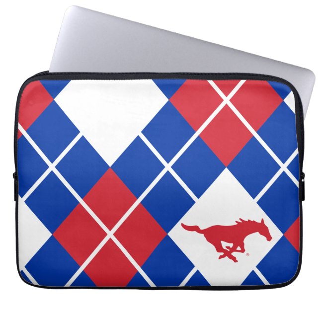 SMU Mustangs Argyle Pattern Laptop Sleeve (Front)
