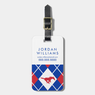 SMU Mustangs Argyle Pattern Luggage Tag