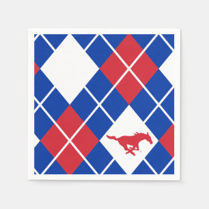 SMU Mustangs Argyle Pattern Napkins
