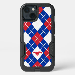 SMU Mustangs Argyle Pattern iPhone 13 Case