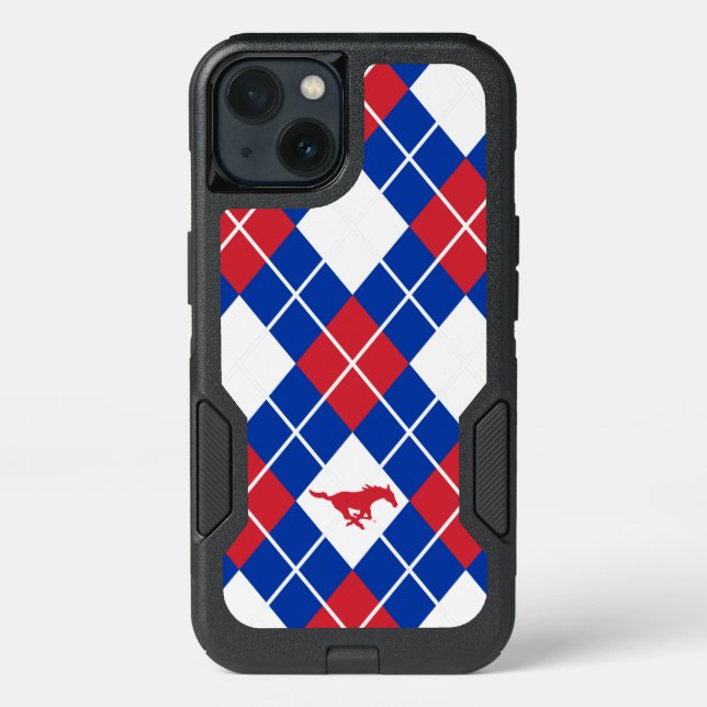 SMU Mustangs Argyle Pattern Otterbox iPhone Case (Back)