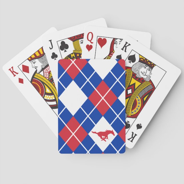 SMU Mustangs Argyle Pattern Poker Cards (Back)