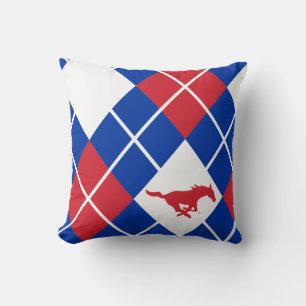 SMU Mustangs Argyle Pattern Throw Pillow