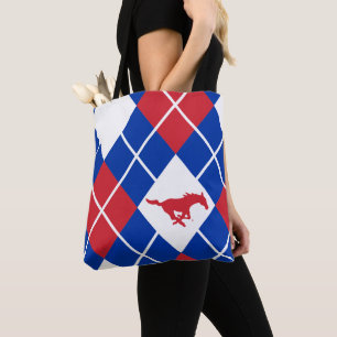SMU Mustangs Argyle Pattern Tote Bag