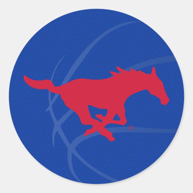SMU Mustangs Basketball Classic Round Sticker (Front)