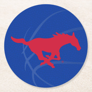 SMU Mustangs Basketball Round Paper Coaster
