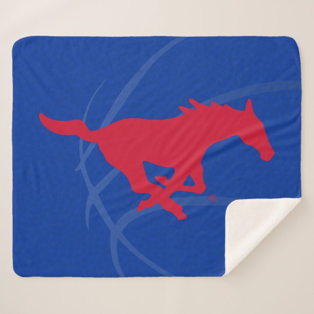 SMU Mustangs Basketball Sherpa Blanket (Front (Horizontal))