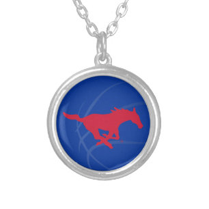 SMU Mustangs Basketball Silver Plated Necklace