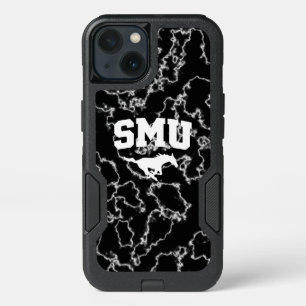 SMU Mustangs Black Marble iPhone 13 Case