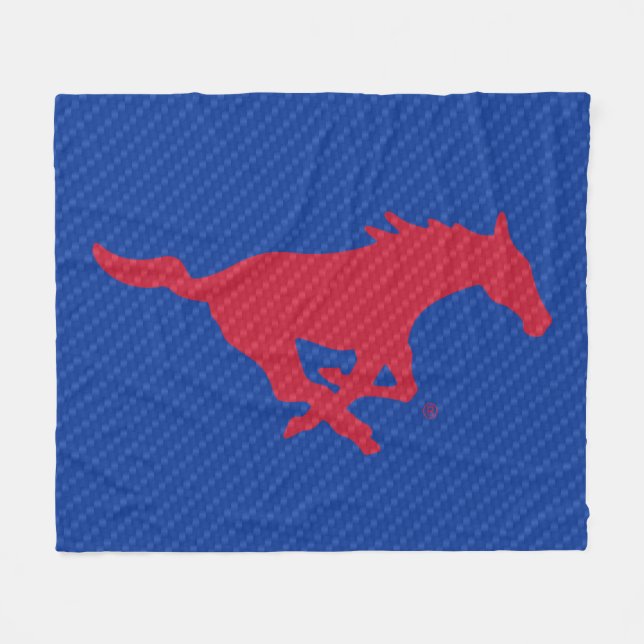 SMU Mustangs Carbon Fiber Pattern Fleece Blanket (Front (Horizontal))