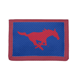 SMU Mustangs Carbon Fiber Pattern Trifold Wallet