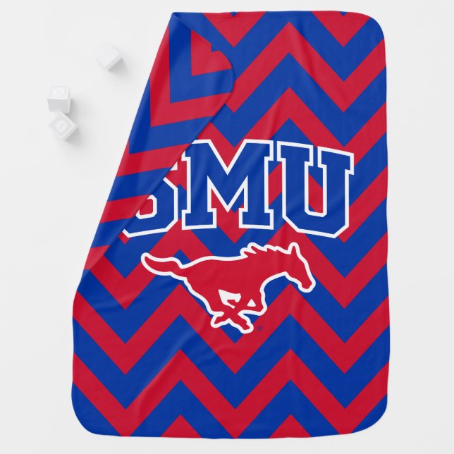 SMU Mustangs Chevron Pattern Baby Blanket (In Situ)