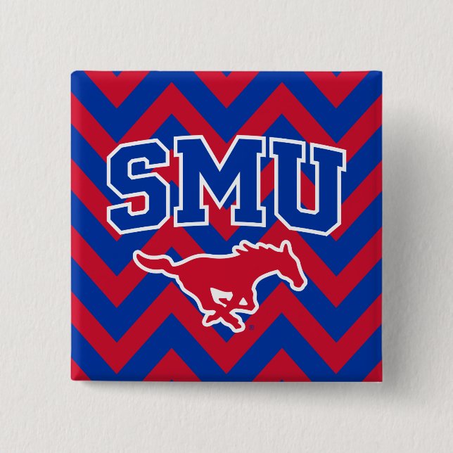 SMU Mustangs Chevron Pattern Button (Front)