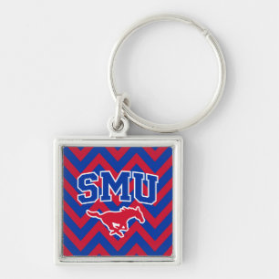 SMU Mustangs Chevron Pattern Keychain