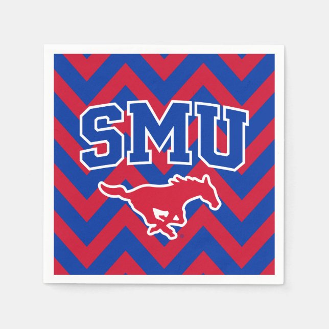 SMU Mustangs Chevron Pattern Napkins (Front)