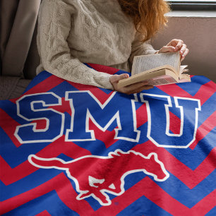 SMU Mustangs Chevron Pattern Sherpa Blanket