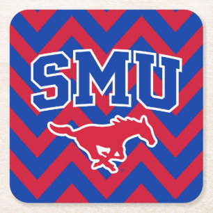 SMU Mustangs Chevron Pattern Square Paper Coaster
