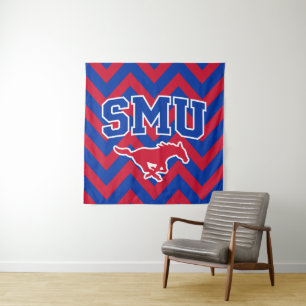 SMU Mustangs Chevron Pattern Tapestry