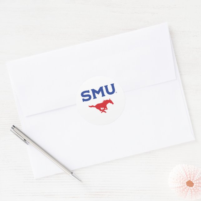 SMU Mustangs Classic Round Sticker (Envelope)