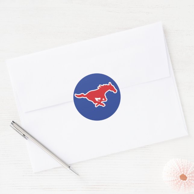 SMU Mustangs Classic Round Sticker (Envelope)