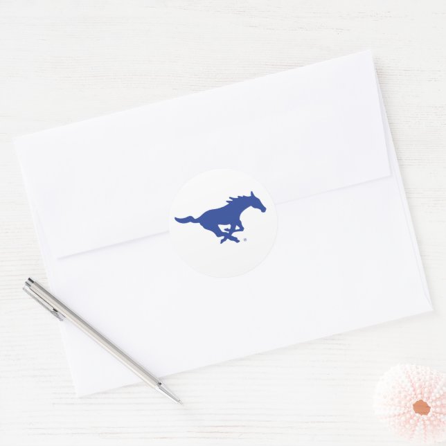 SMU Mustangs Classic Round Sticker (Envelope)