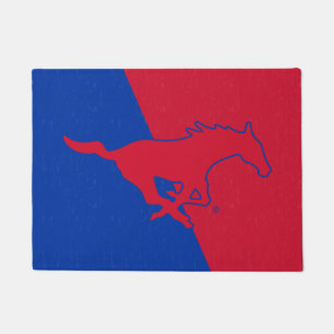 SMU Mustangs Color Block Distressed Doormat