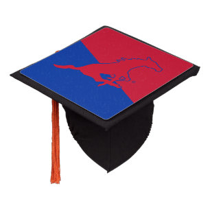 SMU Mustangs Color Block Distressed Graduation Cap Topper