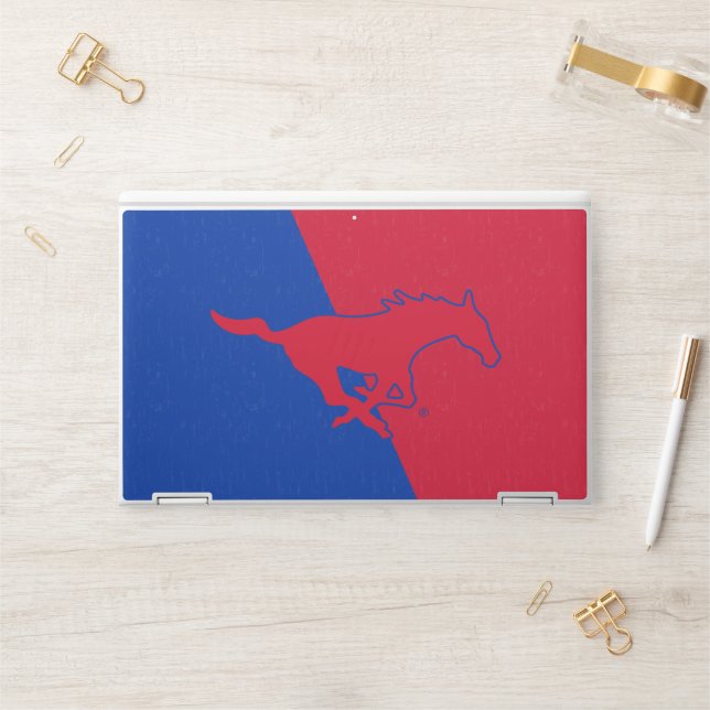 SMU Mustangs Color Block Distressed HP Laptop Skin (Desk)