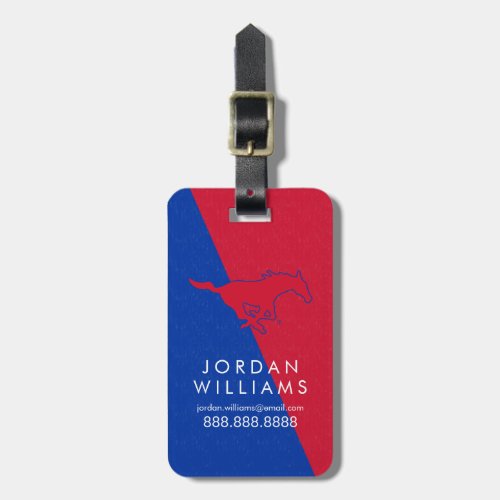 SMU Mustangs Color Block Distressed Luggage Tag