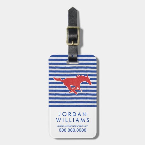 SMU Mustangs Denim Luggage Tag