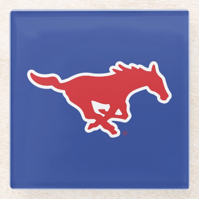 SMU Mustangs Glass Coaster (Front)