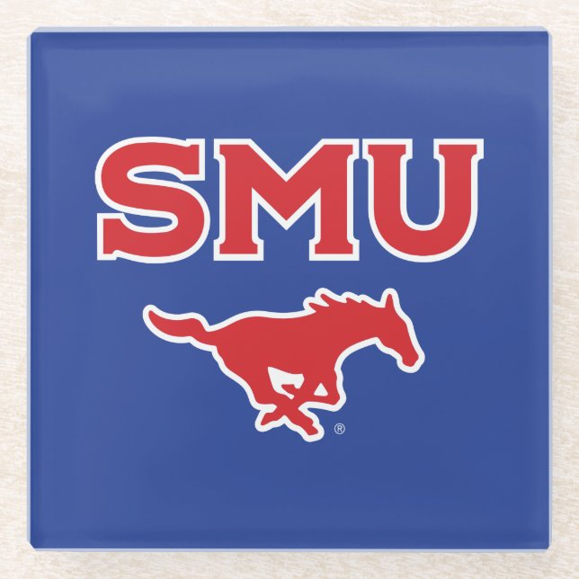 SMU Mustangs Glass Coaster (Front)