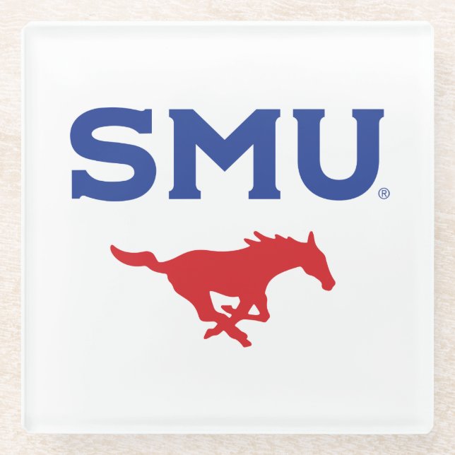 SMU Mustangs Glass Coaster (Front)