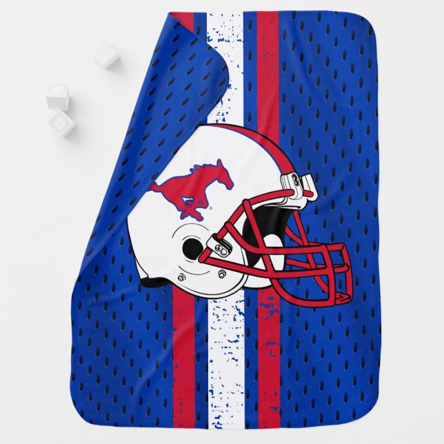 SMU Mustangs Jersey Baby Blanket (In Situ)