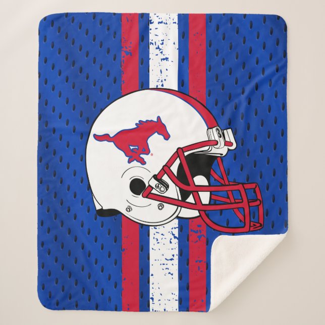SMU Mustangs Jersey Sherpa Blanket (Front)