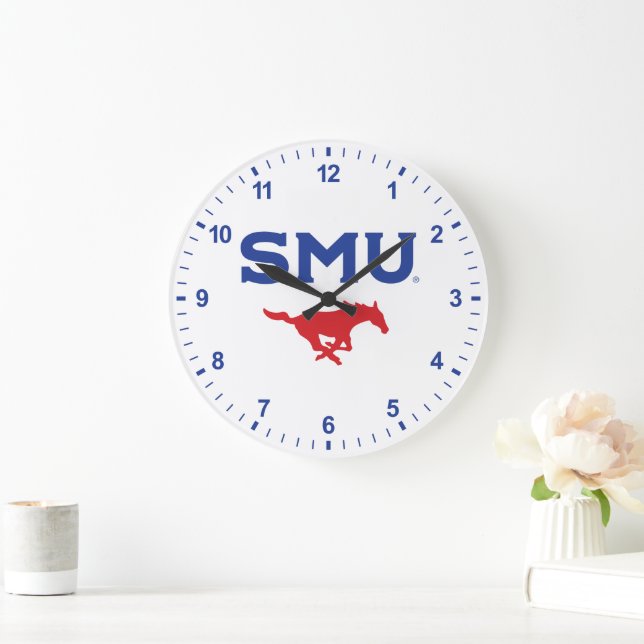 SMU Mustangs Large Clock (Home)