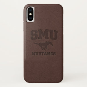 SMU Mustangs Leather iPhone X Case