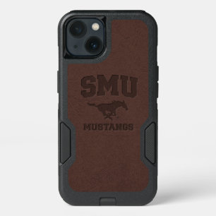 SMU Mustangs Leather iPhone 13 Case