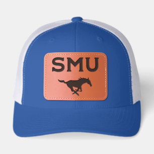 SMU Mustangs Leather Patch Hat