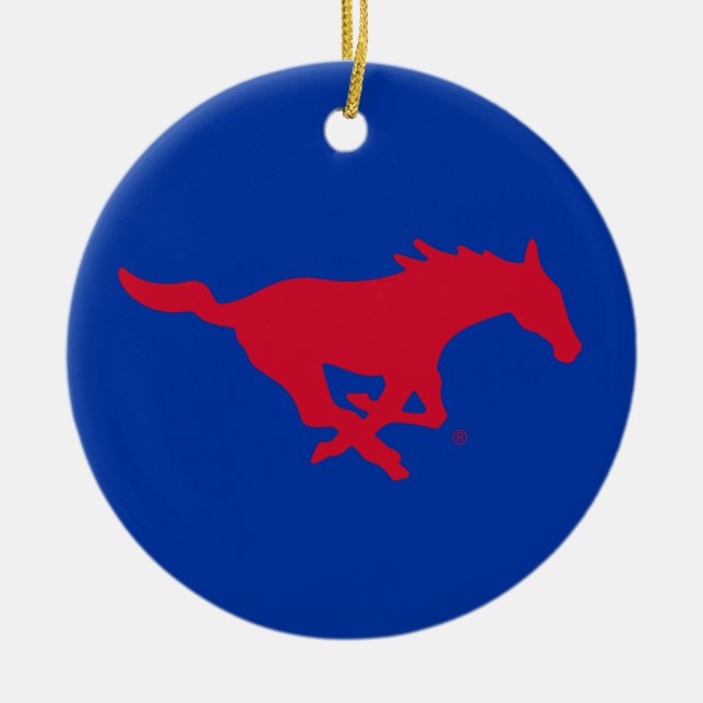 SMU Mustangs Logo Ceramic Ornament (Front)
